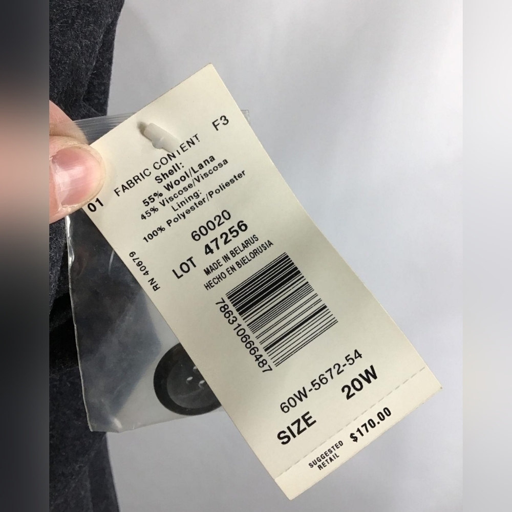 NWT Harve Benard Wool Blend Coat — Dark Gray, Size 20W | Classic Winter Coat - Picture 5 of 5